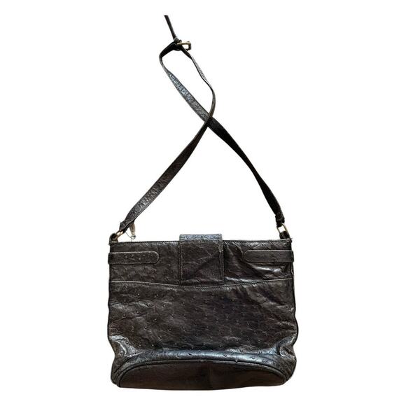 BALLY Vintage Shoulder Bag Purse Ostrich Black Ladies - Picture 7 of 14